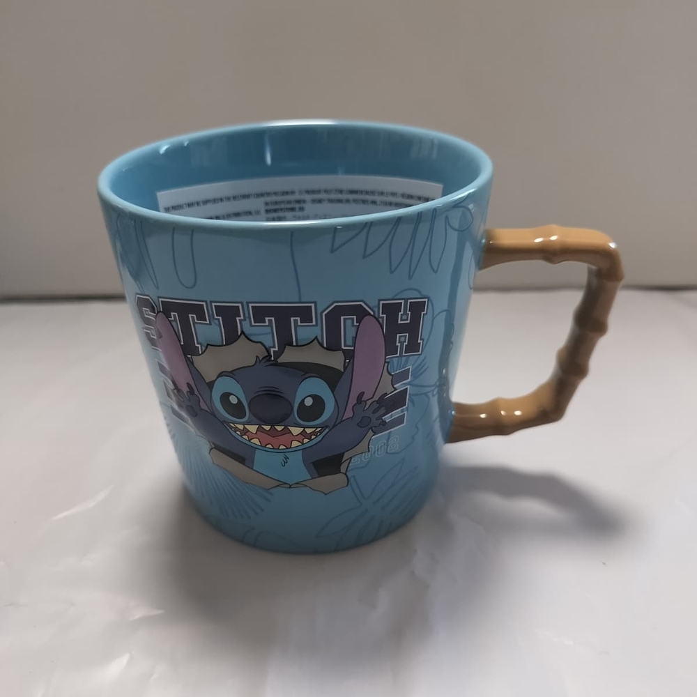 Disney Store Official Stitch Blue Mug with Brown Handle